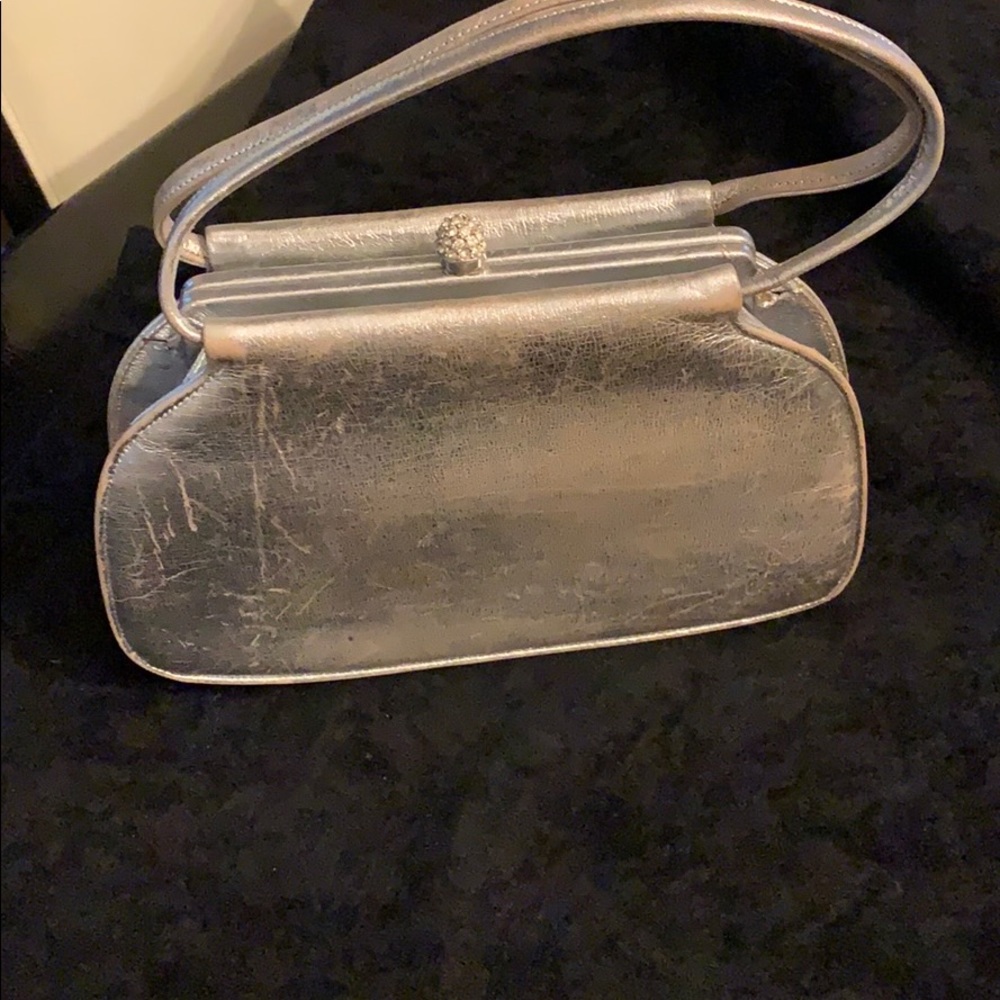 Vintage Silver leather evening bag